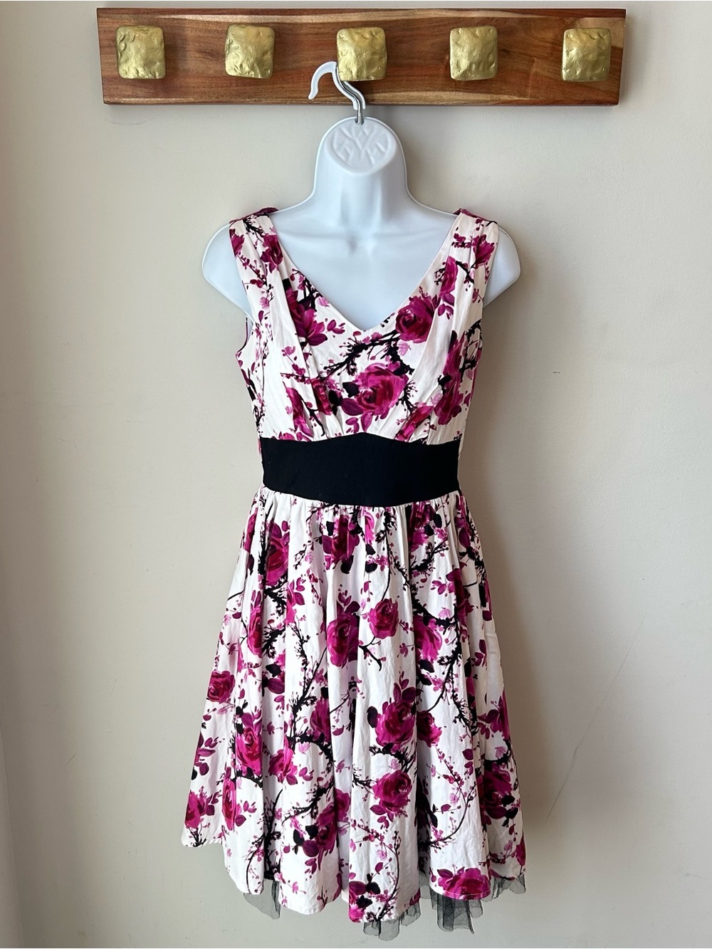 Floral Fit and Flare Dress 100% Cotton Rockabilly Pinup Dark Fairy Size 4